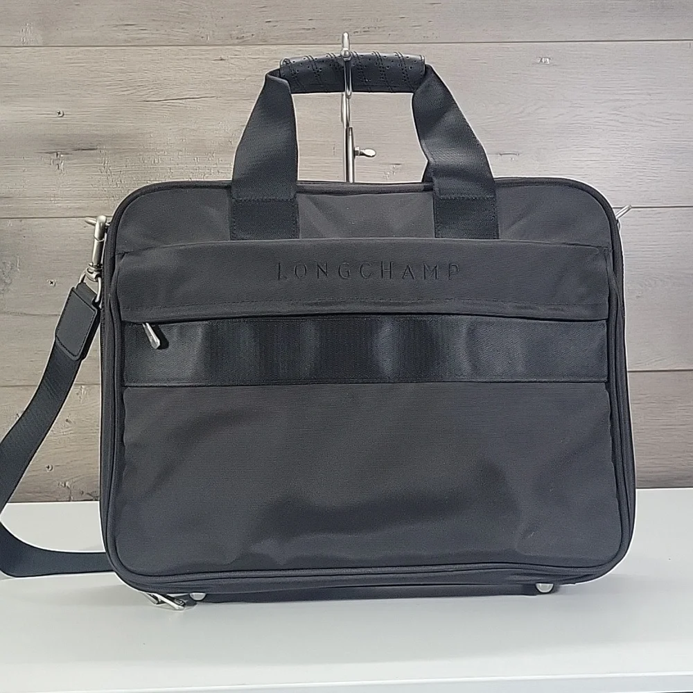 Longhchamp Black Nylon Briefcase Laptop Bag
